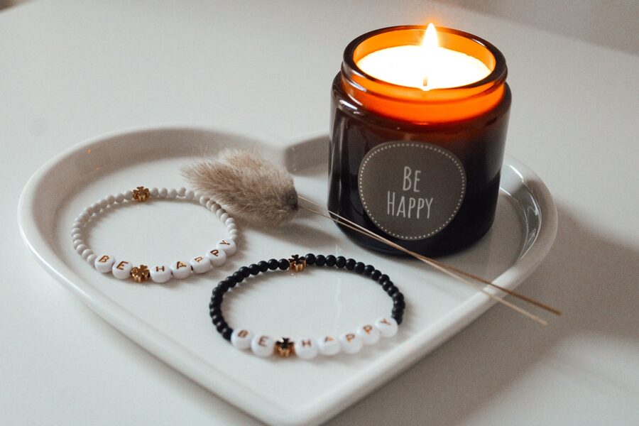 Be happy Set Armband & Aromakerze