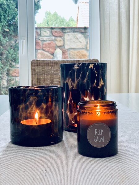 Aromakerze und Windlichter SET LEO